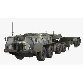 MAZ 74106 with Trailer Camouflage 3D model